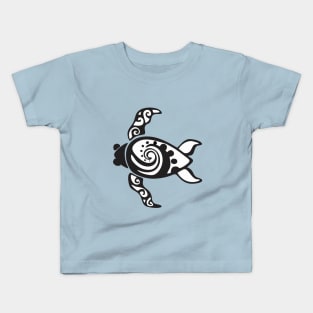 black white turtle art Kids T-Shirt